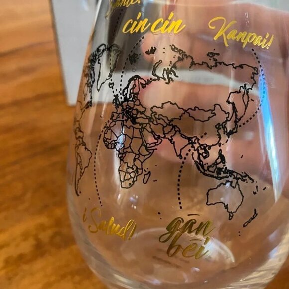 World Map "Global Cheers" Glass Tumblers 18oz (532ml) Set - Picture 6 of 12